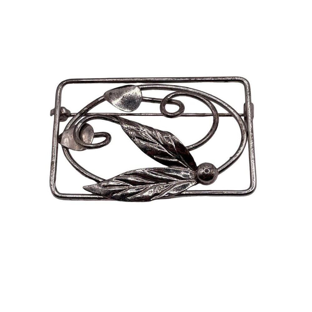 Coro Pegasus Sterling Silver 925 Open Work Leaf‎ Brooch Pin 10g Vintage MCM